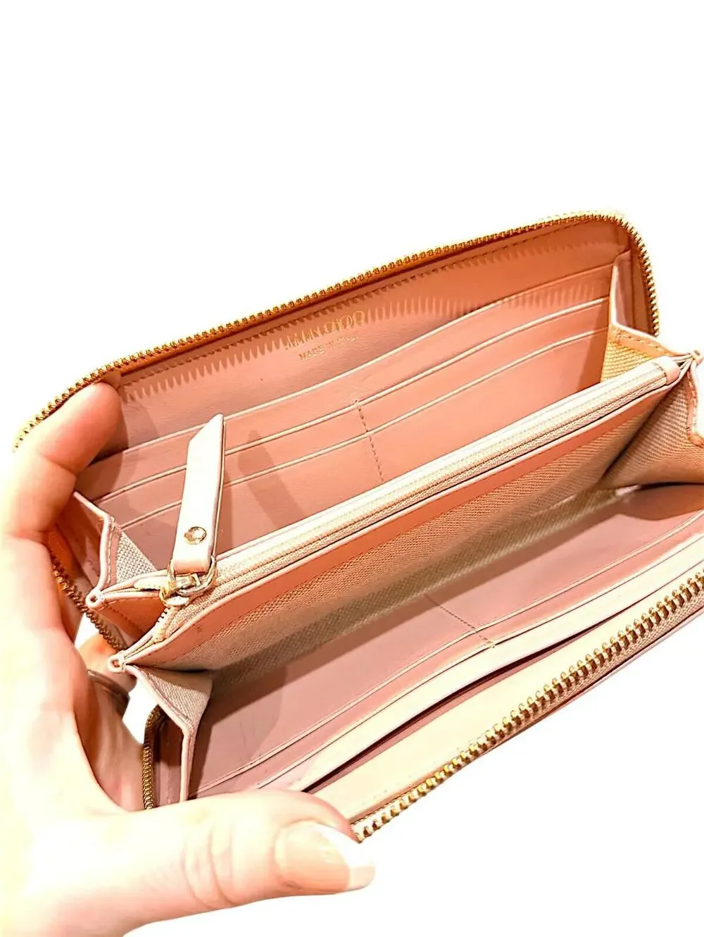 Jimmy Choo Pink Embossed Leather Zip-Around Wallet Full Inclusion - Picture 10 of 14